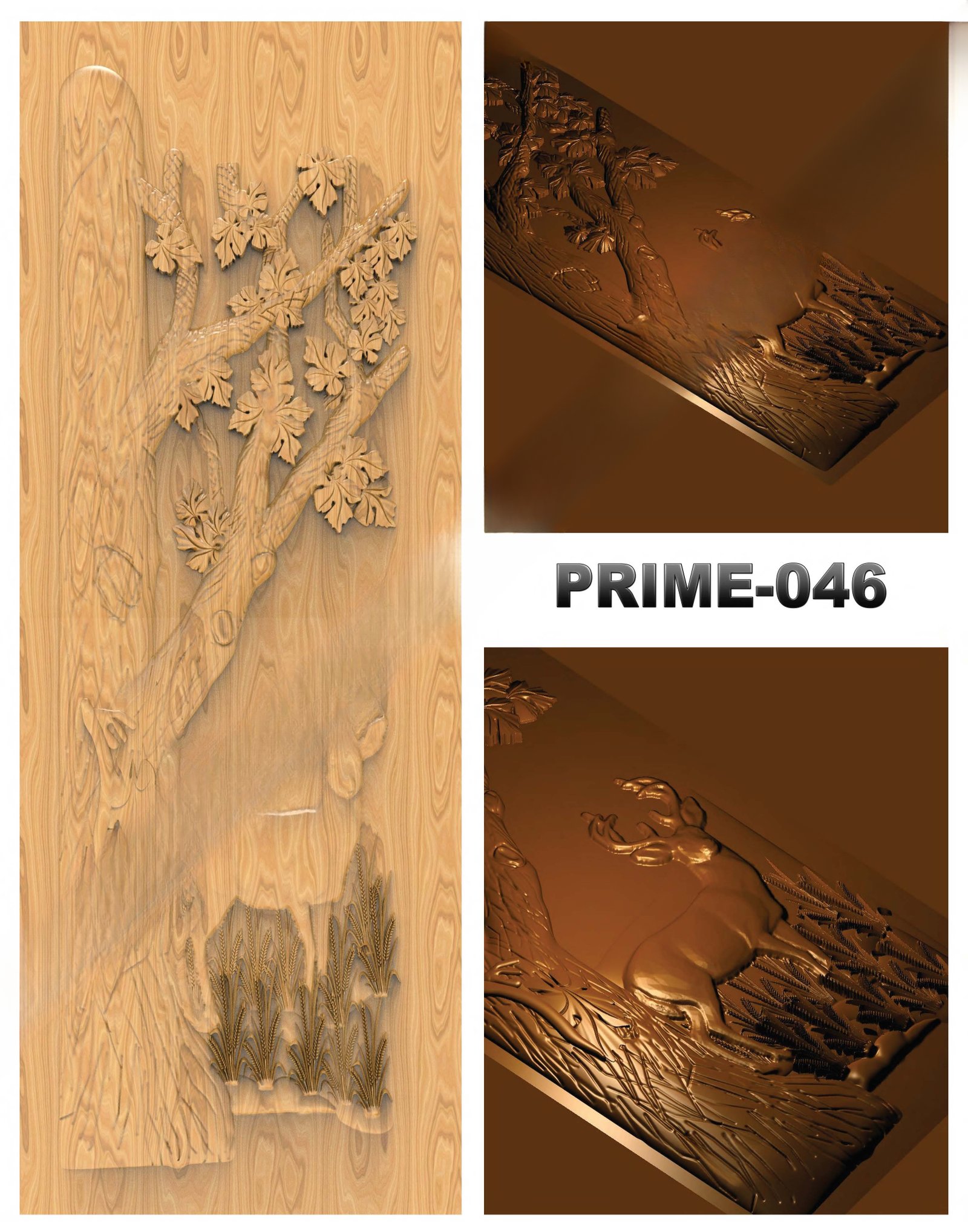 prime designs - PRIME-46 Nature Inspired Forest Scene 3D Carved Door Model